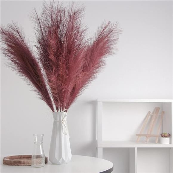 7-Pcs 38"/3.1FT Faux Pampas Grass Large Tall Fluffy Artificial Fake Flower Boho - Picture 3 of 7
